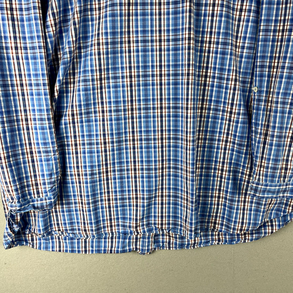 Susan Graver Weekend Top Womens 3X Blue Plaid Button Up Roll Tab Sleeve Casual - Picture 11 of 13